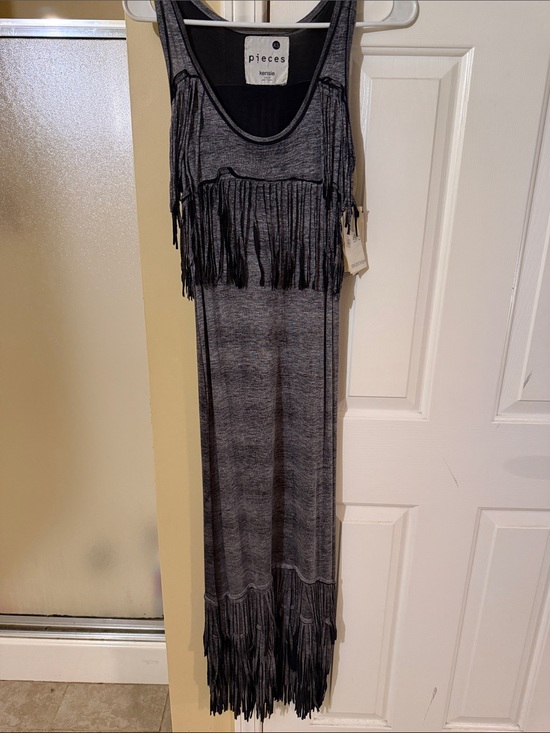 Kensie Dresses & Skirts - Kensie Grey Fringe Maxi Dress
